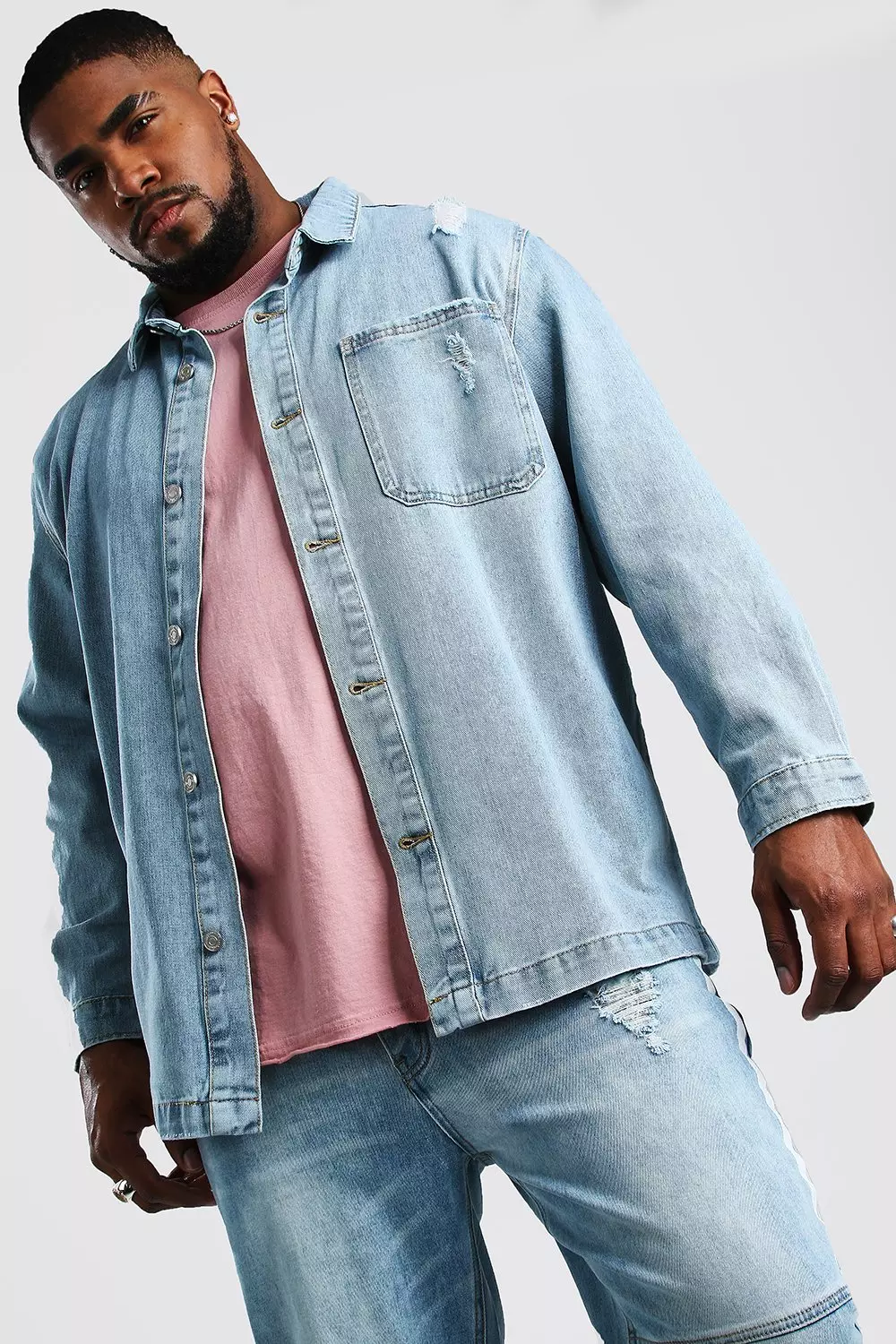 Plus size longline hot sale denim jacket